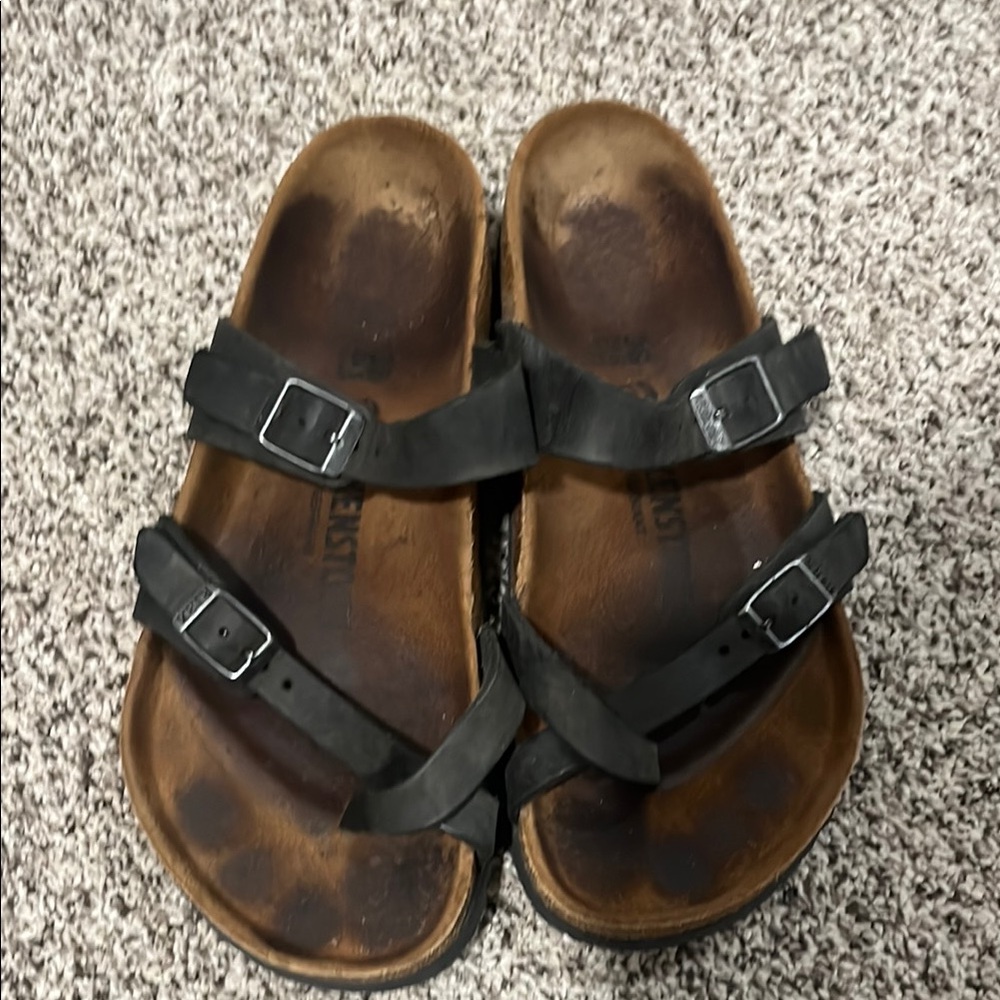 Black Double Strap Sandals Birkenstocks size 38